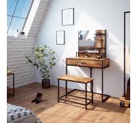 Vicco Coiffeuse Fyrk, Bois Antique, 80cm avec Chaise, adapté comme siège et Surface de Rangement pour la Zone de Maquillage