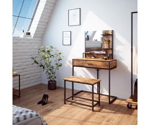 Vicco Coiffeuse Fyrk, Bois Antique, 80cm avec Chaise, adapté comme siège et Surface de Rangement pour la Zone de Maquillage