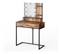 Vicco Coiffeuse Fyrk, Chêne Rustique/Noir, 80 cm avec Lampes LED