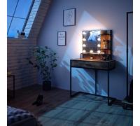 Vicco Coiffeuse Fyrk, Chêne Rustique/Noir, 80 cm avec Lampes LED