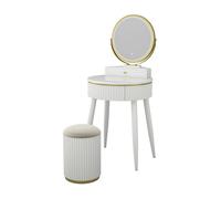 Vicco Coiffeuse Gesa, Blanc, 60cm avec Miroir LED en 3 Tons de Blanc, variateur de lumière, avec Banc Inclus et Commande Tactile pour éclairage LED