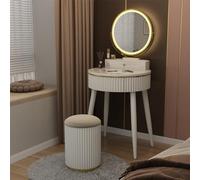 Vicco Coiffeuse Gesa, Blanc, 60 cm avec miroir LED en 3 tons de blanc, variateur de lumière