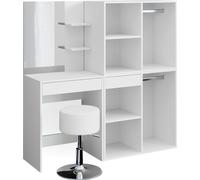 Vicco coiffeuse Isabelle, 140 cm avec tabouret et armoire, Blanc
