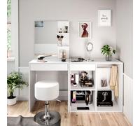Vicco Coiffeuse Isabelle, Blanc, 140 cm avec Tabouret