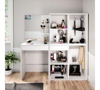 Vicco Coiffeuse Isabelle, Blanc, 140 cm avec armoires