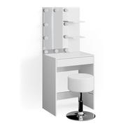 Vicco Coiffeuse Isabelle, Blanc, 60cm avec éclairage LED et Tabouret, Peu encombrant et Fonctionnel à la Fois