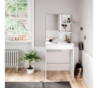 Vicco Coiffeuse Isabelle, Blanc 60 cm | ✓ Miroir · 1 Tiroir · Sur pied · Sans poignées · Forme compacte