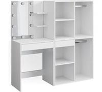 Vicco Coiffeuse Isabelle, Blanc, 60cm avec éclairage LED et armoires Blanc G