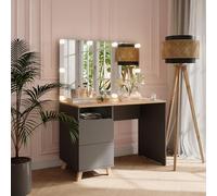 Vicco Coiffeuse Karen, 110cm avec guirlande lumineuse LED, Anthracite/Artisan