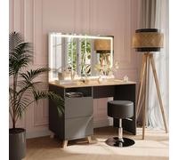 Vicco Coiffeuse Karen, Anthracite/Artisan, 110cm avec Tabouret et Miroir LED