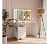 Vicco Coiffeuse Karen, Blanc/Artisan, 110cm avec Miroir LED