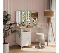 Vicco Coiffeuse Karen, Blanc/Artisan, 110cm avec Tabouret