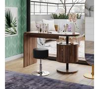 Vicco Coiffeuse Lara, Chêne Rustique, 120cm avec Tabouret, Grande Surface de Table pour Maquillage, Bijoux et Accessoires de Coiffure