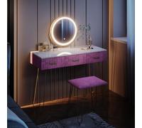 Vicco coiffeuse Layla, Rose, 100 cm avec éclairage LED et tabouret
