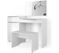 Vicco coiffeuse Lilli, 135 cm avec banc, Blanc Haute brillance