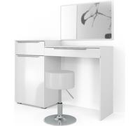 Vicco coiffeuse Lilli, 135 cm avec tabouret, Blanc Haute brillance