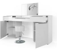 Vicco coiffeuse Lilli, 190 cm avec tabouret, Blanc Haute brillance