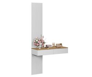 Vicco Coiffeuse Melina, Blanc/Chêne 100 cm | sans miroir · 2 Tiroirs · Mural · avec panneau mural · Aspect suspendu