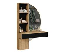 Vicco Coiffeuse Melora, Chêne/Noir, 100cm avec Miroir LED, pour Le Rangement des cosmétiques et Accessoires