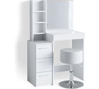 Vicco Coiffeuse Meryl, Blanc, 40cm avec tabouret Blanc G