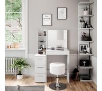 Vicco Coiffeuse Meryl, Blanc, 80 cm avec Tabouret