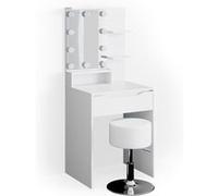 Vicco coiffeuse Ruben, Blanc, 60 cm avec éclairage LED et tabouret