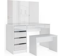 Vicco Coiffeuse Sherry, Blanc, 120 cm avec Banc