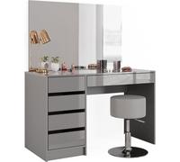 Vicco coiffeuse Sherry, 120 cm avec tabouret, Gris Haute brillance