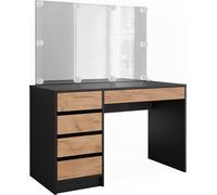 Vicco Coiffeuse Sherry, 120x75cm avec miroir & éclairage LED, Anthracite/chêne doré