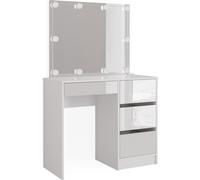 Vicco Coiffeuse Sherry, Blanc Haute brillance, 90 cm avec éclairage LED