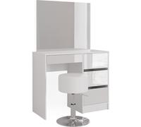 Vicco coiffeuse Sherry, 90 cm avec tabouret, Blanc Haute brillance