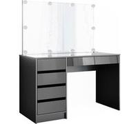 Vicco Coiffeuse Sherry, Anthracite Haute Brillance, 120 cm avec éclairage LED