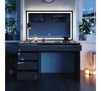 Vicco Coiffeuse Table de coiffeuse Commode de coiffeuse Sherry anthracite Miroir (miroir LED )