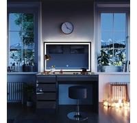 Vicco coiffeuse Sherry, Anthracite Haute brillance, 120 cm avec miroir LED et tabouret