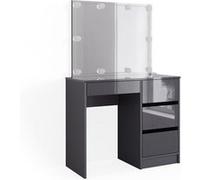 Vicco Coiffeuse Sherry, Anthracite, 90cm avec miroir & éclairage LED Anthracite G