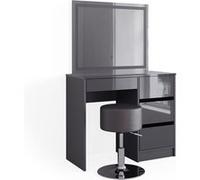 Vicco Coiffeuse Sherry, Anthracite, 90cm avec miroir LED et tabouret Anthracite G