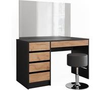 Vicco Coiffeuse Sherry, Anthracite/chêne doré, 120x75cm avec miroir et tabouret Anthracite/chêne doré G