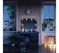 Vicco Coiffeuse Sherry, Anthracite Haute Brillance, 90cm avec éclairage LED et Tabouret, avec éclairage LED et Banquette rembourrée