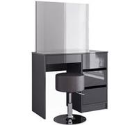 Vicco Coiffeuse Sherry, Anthracite Haute brillance, 90cm avec tabouret Anthracite Haute brillance G