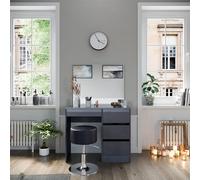 Vicco Coiffeuse Sherry, Anthracite Haute Brillance, 90cm avec Tabouret, avec Banc et Grand Miroir pour Une Utilisation Polyvalente