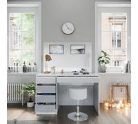 Vicco Coiffeuse Sherry, Blanc, 120 cm avec Tabouret