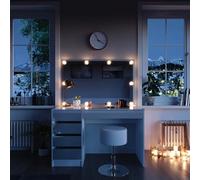 Coiffeuse Sherry, 120cm avec éclairage LED et tabouret, Blanc, Vicco 33954