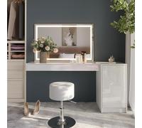 Vicco Coiffeuse Sherry, Blanc, 120cm 4 Parties, avec éclairage LED et Coiffeuse intégrée