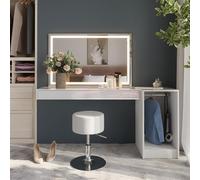 Vicco Coiffeuse Sherry, Blanc, 120cm 4 Parties, avec éclairage LED et Coiffeuse intégrée