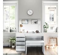 Vicco Coiffeuse Sherry, Blanc, 120cm avec Banc