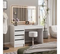 Vicco Coiffeuse Sherry, Blanc Haute Brillance, 120 cm avec éclairage LED