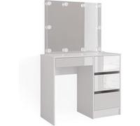 Vicco Coiffeuse Sherry, Blanc Haute Brillance, 90 cm avec éclairage LED