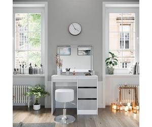 Vicco Coiffeuse Sherry, Blanc, 90cm avec Miroir LED et Tabouret