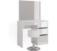 Vicco Coiffeuse Sherry, Blanc Haute Brillance, 90 cm avec Tabouret