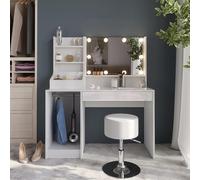 Vicco Coiffeuse Sherry, Blanc/Blanc Brillant, 119.8cm 5 Parties